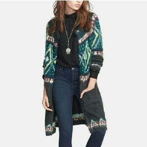 Free People Frosted Fair Isle Longline Cardigan Nordic Sweater Women’s size S
